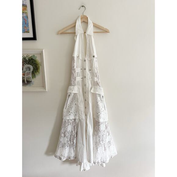 IN EARNEST by Byron Lars Halter Utility White Midi Dress Size 6 NEW - Picture 5 of 10